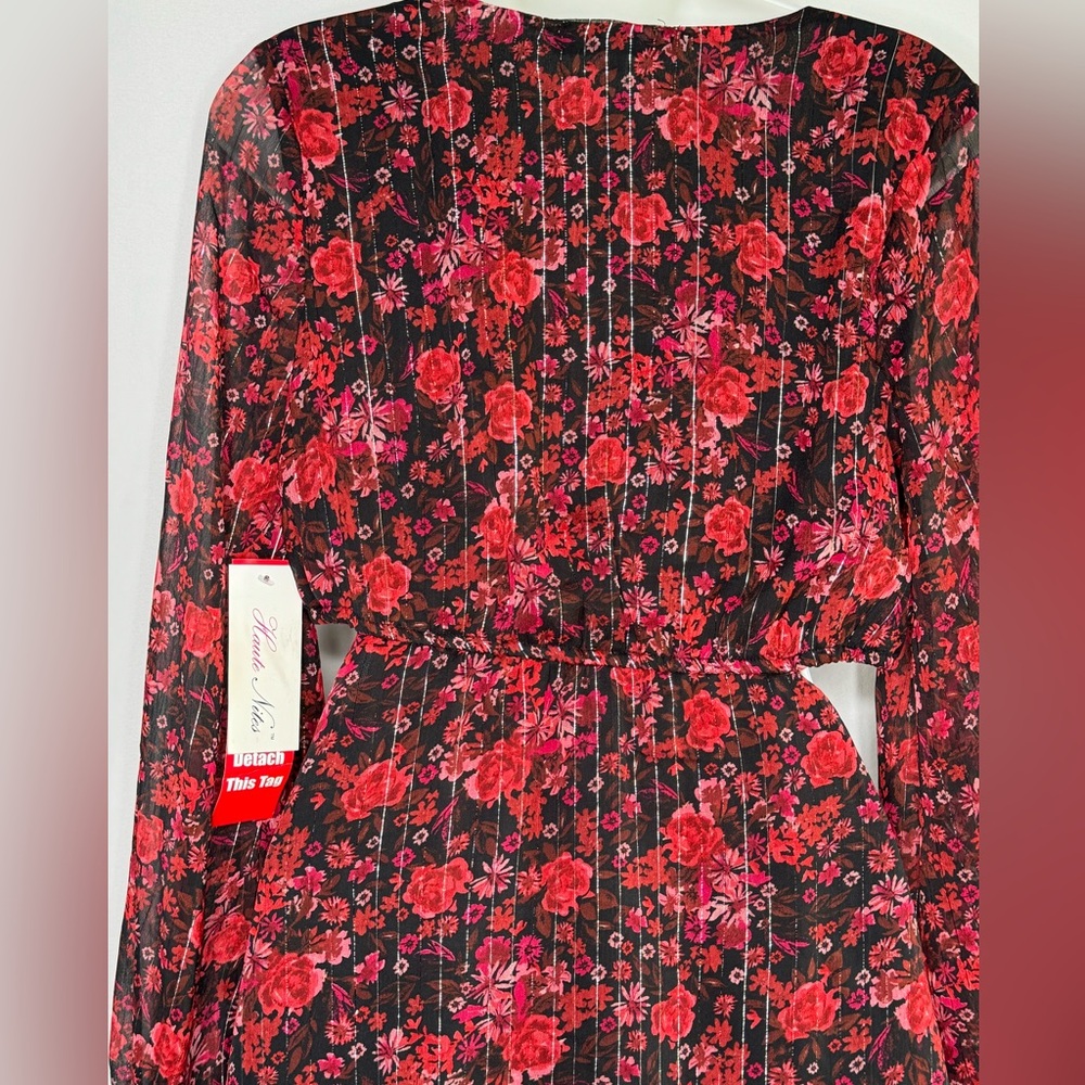 $12 Bundled💥 NEW Haute Nites Maxi Floral Print Sides Maxi Dress Sz 9 Junior - Picture 9 of 13